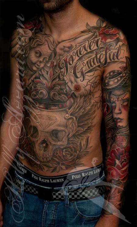Holly Azzara - Medusa Sleeve/ Skull with Wings/ Cherub 